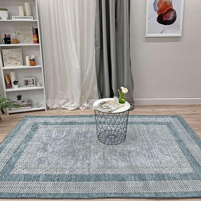 Alfa Rich 7x10 Light Blue Washable Area Rugs - Image 3