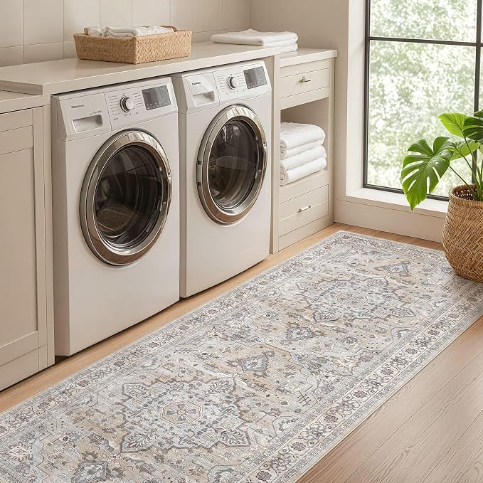 Runner Rug Kitchen Washable Rugs: 3x10 Non-Slip Boho Soft Vintage Stain - Image 4