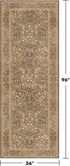Brown 3x8 Vintage Kitchen Runner Rug Stain Resistant, Wide Washable Non Skid - Image 2