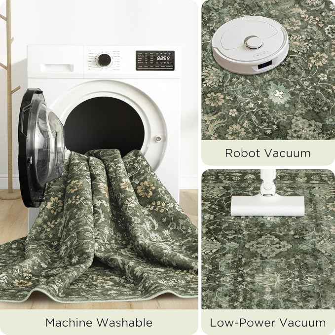 6x9 Rugs for Living Room, Soft Large Area Rugs Green Washable Rug, Indoor - Image 5