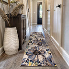 Rugshop Cream Bright Flowers Non Slip Non-Shedding Runner Rug - Image 9