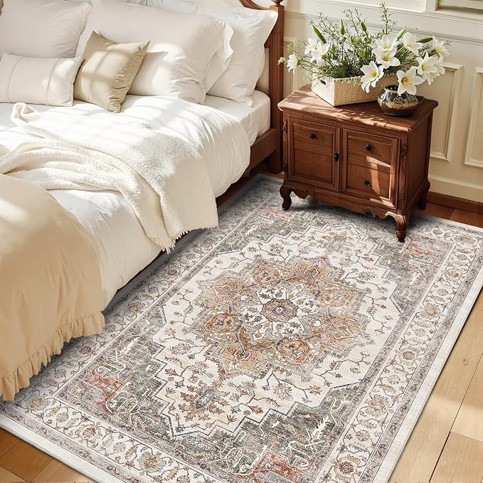3x5 Vintage Area Rugs for Indoor Entrance Stain Resistant Washable Entryway Rug - Image 2