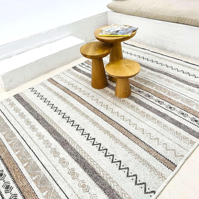 Alfa Rich 5x8 Beige Gray Washable Area Rugs by AlfaRichRugs