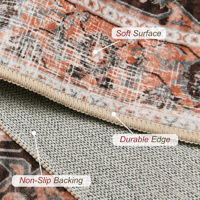 XWZO Entryway Area Rug 2x3ft — Soft Vintage Low Pile Non-Slip Backing Door Mat - Image 4