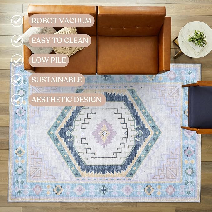 Fame Living Washable Area Rug. Modern Farmhouse. Vintage. Turkish. Bohemian. - Image 3