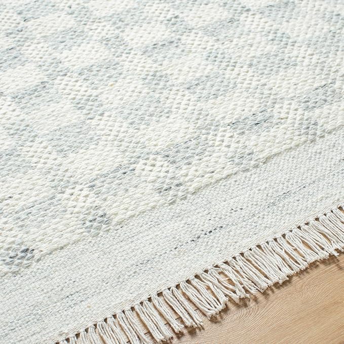 Mark&Day Wool Rugs, 2x3 Clinten Solid and Border Light Slate Checkered Rug - Image 7