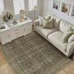 Entryway Area Rug 4x6 Green Brown Vintage Washable Office Carpet Traditional - Image 4