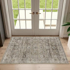2x3 Entryway Rug Brown Grey Washable Vintage Rugs - Image 2