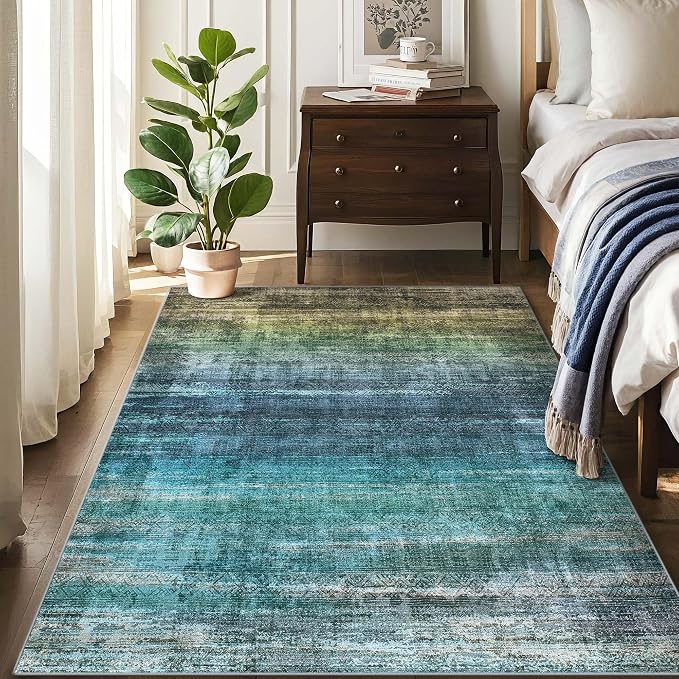 Kokia Abstract Washable Area Rug Living Room Washable 4x6 Non-Slip Stain - Image 4