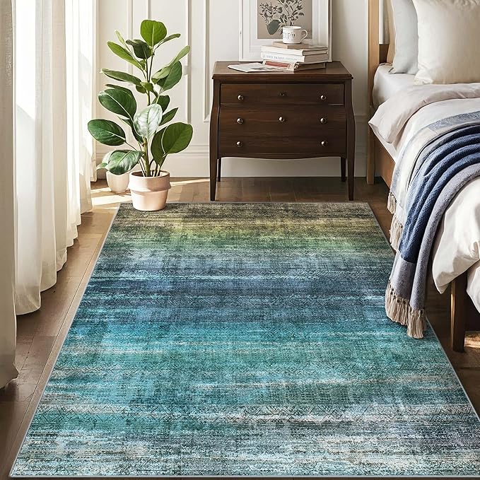 Kokia Abstract Area Rug Living Room 5x7 Colorful Washable Large Rug Bedroom - Image 2