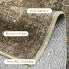 Vintage Runner Rug 2x8 Washable Hallway Carpet Non Slip Long Brown Bedroom Low - Image 6