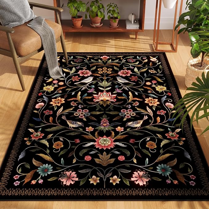 Vintage Medallion Floral 4x6 Rug, Machine Washable Non-Slip Area Rug, Low Pile - Image 5