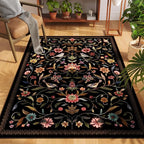 Vintage Medallion Floral 4x6 Rug, Machine Washable Non-Slip Area Rug, Low Pile - Image 5