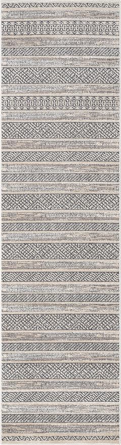 Well Woven Francesca Beige Tribal Geometric Distressed High-Lo Pile Runner Rug - Image 3