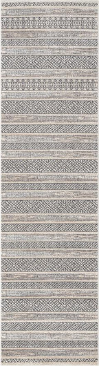 Well Woven Francesca Beige Tribal Geometric Distressed High-Lo Pile Runner Rug - Image 3