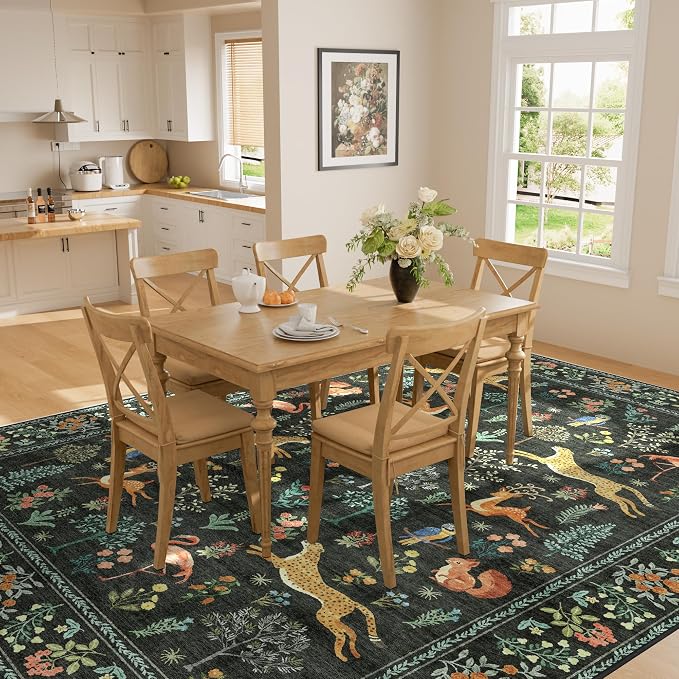 DUKINO 5x7 Rug, Washable Animal Living Room Rug - Image 4