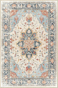 Area Rugs 3'x8' Washable Non-Slip, Floral Vintage Distress Print Pattern by RELEANY