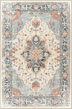 Area Rugs 3'x7' Washable Non-Slip, Floral Vintage Distress Print Pattern - Image 8