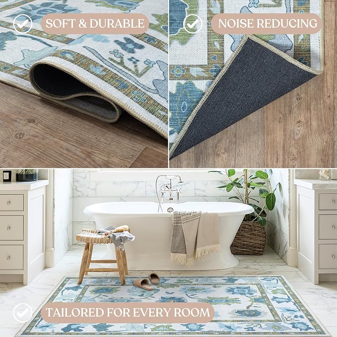 Fame Living Green Oushak Rug, Modern Small Rugs, Door Mat, Doormat - Image 7