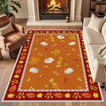 Fallen Leaves Carpet for Kitchen, Autumn Pumpkins by LHOMKCV
