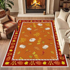 Fallen Leaves Carpet for Kitchen, Autumn Pumpkins by LHOMKCV