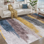 Ciicool Modern Abstract Yellow Gray Rug by CIICOOLHomeDeco