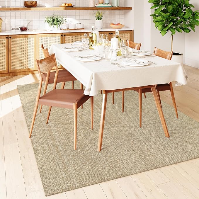 Collive Boho Living Room Rugs 5X8 ft, Washable Area Rug Woven Cotton Modern - Image 7