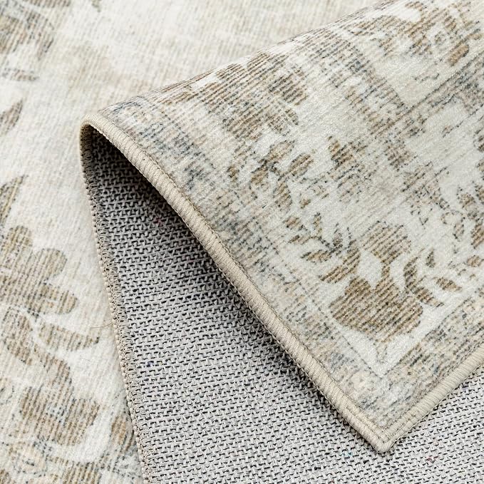 4x5 Area Rug Beige Washable Office Vintage Distressed Carpet Bedroom Indoor - Image 9
