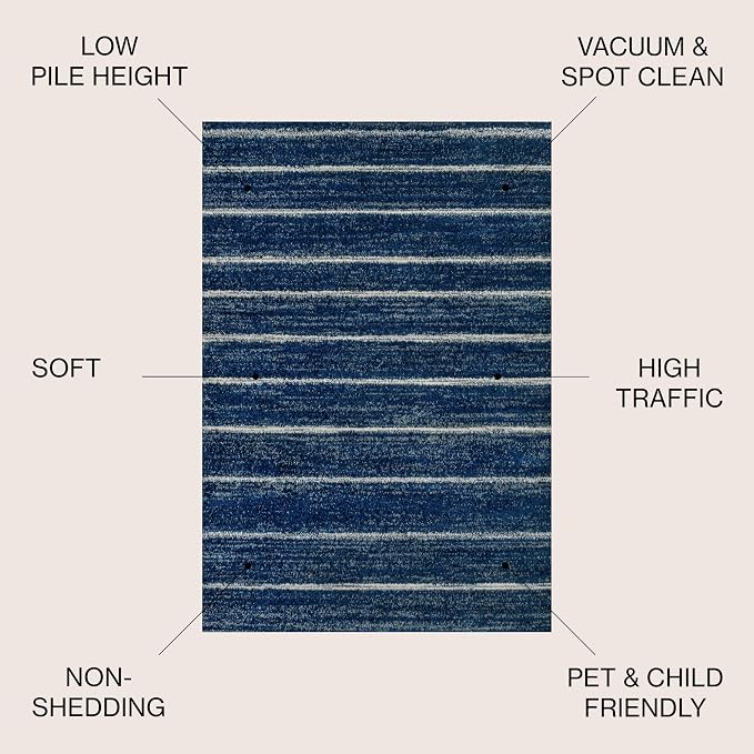 JONATHAN Y Williamsburg Minimalist Stripe Navy/Cream Indoor Area Rug, - Image 2