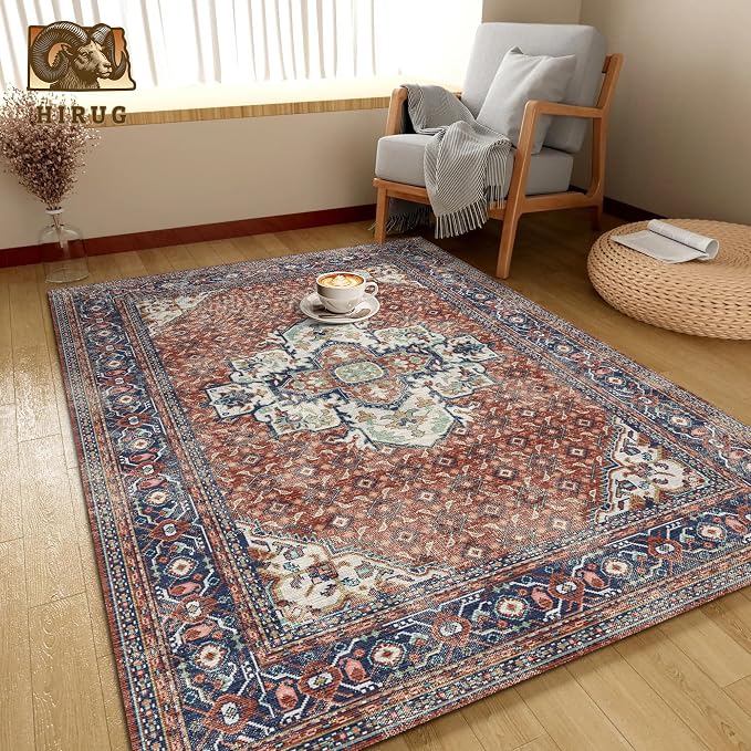 Washable Area Rug 5' x 7' Vintage Traditional Persian Mat - Image 4