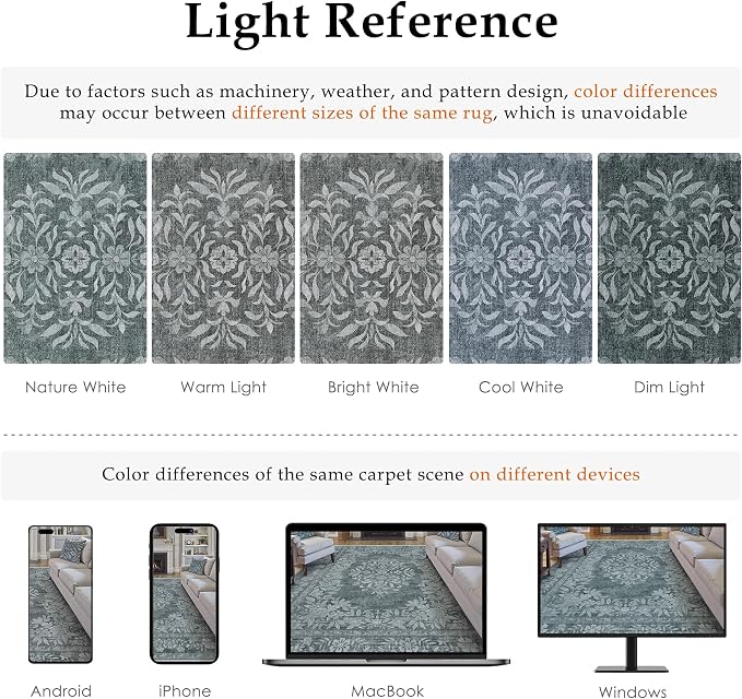 8x10 Area Rug Gray Washable Vintage Distressed Living Room Carpet Large Bedroom - Image 2