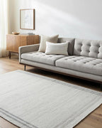 Mark&Day Wool Rugs, 5x8 Janmichael Solid and Border Gray/Ivory Area Rug by MARKDAY