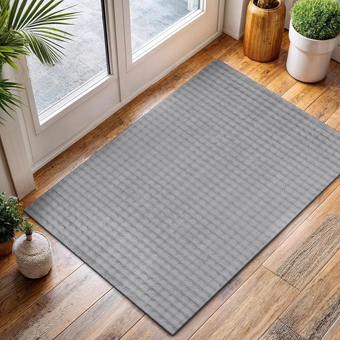 CAMILSON Modern Gray Non Slip Door Mat Rug 2x3 Ultra Soft High Pile Entryway by CAMILSONIndoorOutdoorAreaRugs