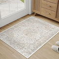 2x3 Washable Vintage Area Rug for Living Room Bedroom Beige Grey Soft by WondRg
