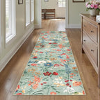 Floral Runner Rug 2x12 Washable Hallway Long Green Bedroom Carpet Non Slip - Image 6