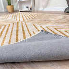 Alfa Rich 3x5 Geometric Gold Off White Washable Area Rugs - Image 6