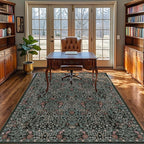 5x7 Washable Area Rugs for Living Room, Stain Resistant Vintage Rugs for Dining - Image 3