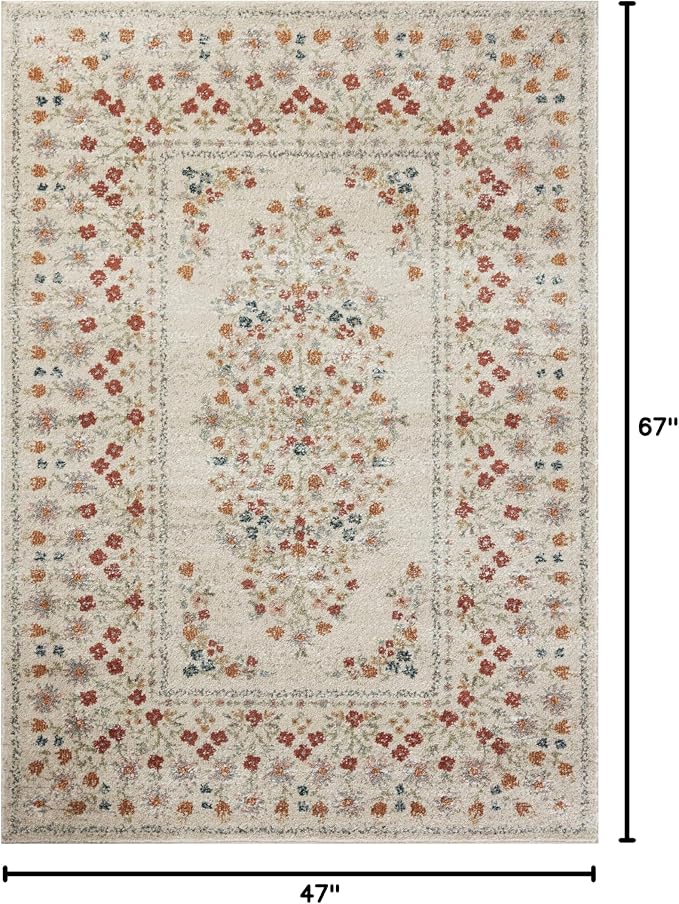Loloi Rifle Paper Co. Laurel Collection LAU-02 Linen 3'-11" x 5'-7" Accent Rug - Image 2