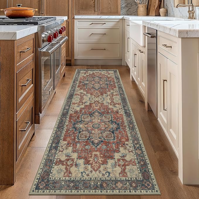 GENIMO 2'6''x8 Runner Rugs for Hallway, Machine Washable Non Slip Vintage Rugs - Image 2
