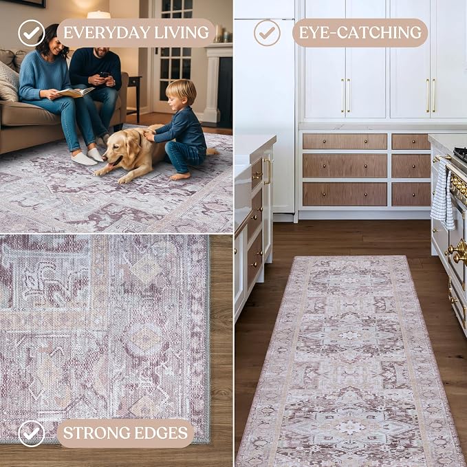 Washable Area Rug. Modern Farmhouse. Vintage. Turkish. Bohemian. Distressed. - Image 4