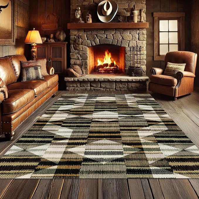 Large Living Room Area Rug 6x9ft, Modern Geometric Rugs, Machine Washable & - Image 2