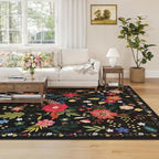 Living Room Rug 8x10 Rug Machine Washable Boho Area Rug Non Slip Floral Vintage - Image 2
