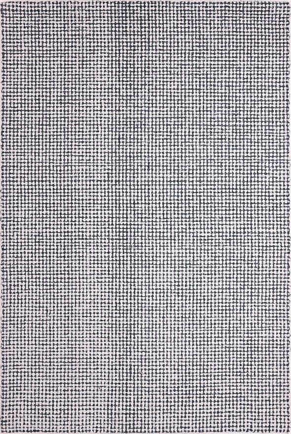 Hand-Tufted 100% Wool Pile Area Rug – Geometric Textured Grid Check Pattern – - Image 3