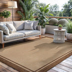 CAMILSON Indoor Outdoor Rug, 10x14 Bordered Natural Brown Modern Large Area Rugs - Image 7