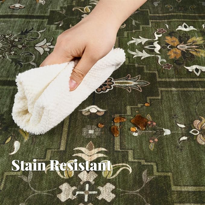 5x7 Washable Area Rug for Living Room Dining Room, Distressed Non Slip Vintage - Image 9