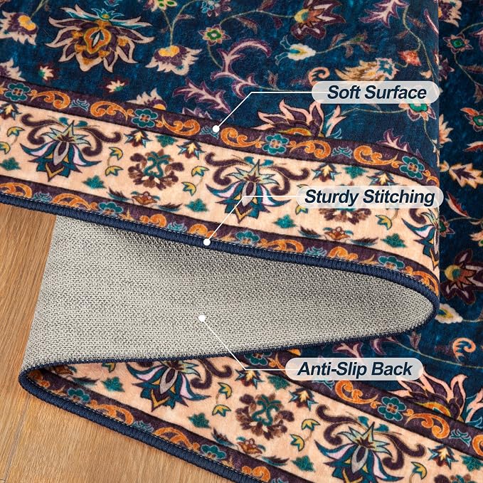 Tangsoo 5x7 Washable Rug, Floral Vintage Large Area Rugs - Image 6