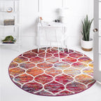Rugs.com Lattice Frieze Collection Rug – 4' Round Multi Medium Rug Perfect by Rugscom