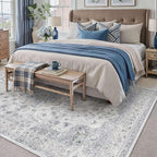 HUGEAR Machine Washable Area Rugs 5x7 Vintage Blue Living Room Bedroom Rug - Image 2