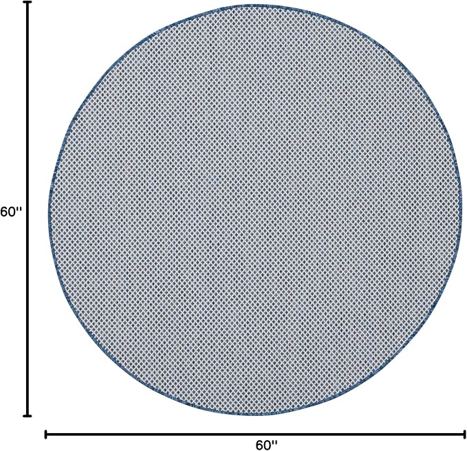 Nourison Home Courtyard Ivory Blue 5' x Round Area Rug - Image 2