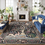 Rugcomf 8x10 Area Rugs Vibrant Tree of Life-Patterned Vintage Washable Area Rug by Rugcomf